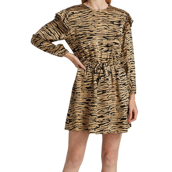 Rails dress tan black Ora Ruffle Long Sleeve Small S - Picture 1 of 5